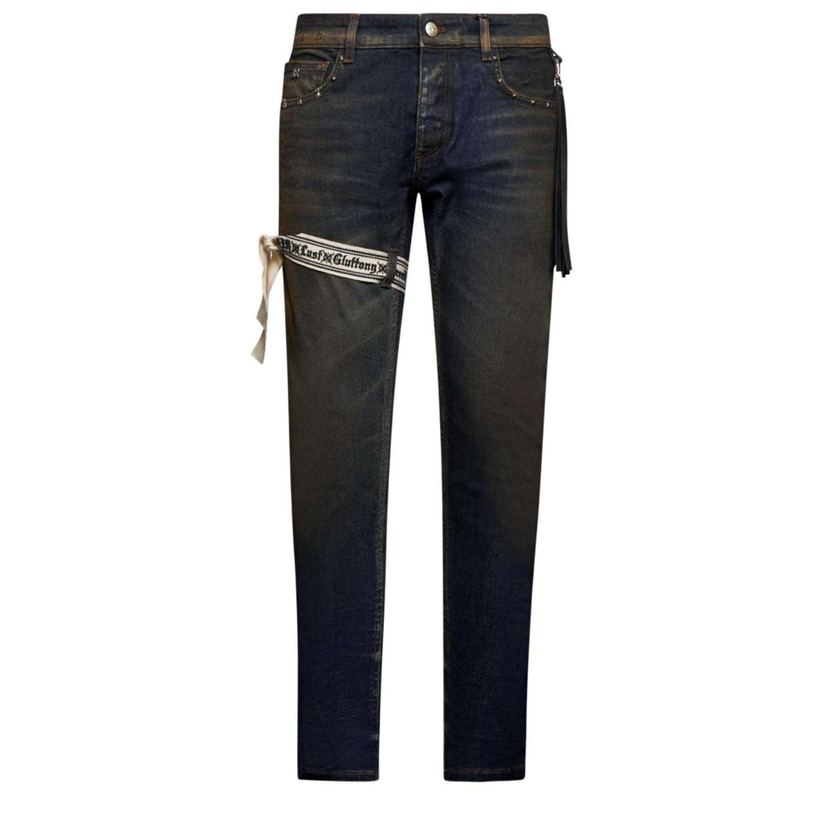 Jeans John Richmond a gamba larga con strappi e logo patch donna