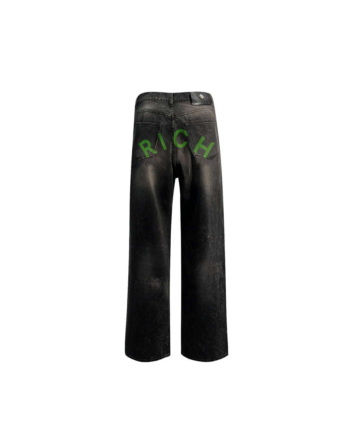 Regular jeans in black and with tear and lettering "RICH" Jeans