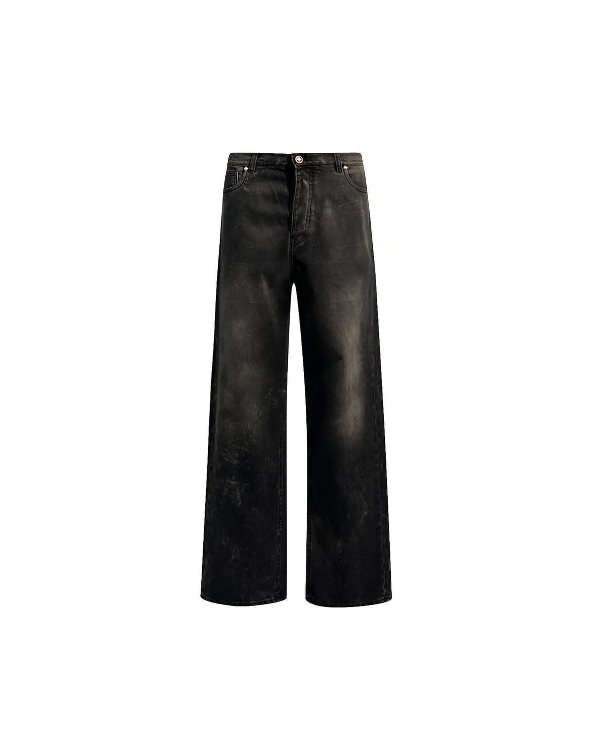 Regular jeans in black and with tear and lettering "RICH" Jeans