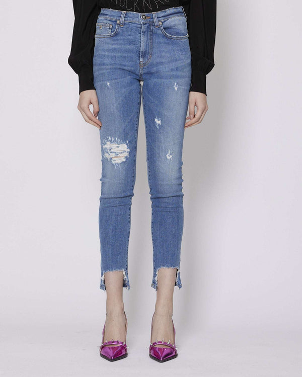 Jeans crop con lacerazioni