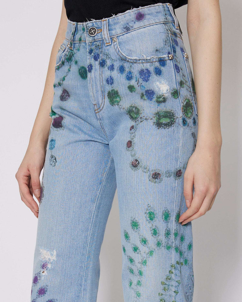 Mid-rise jeans with pattern