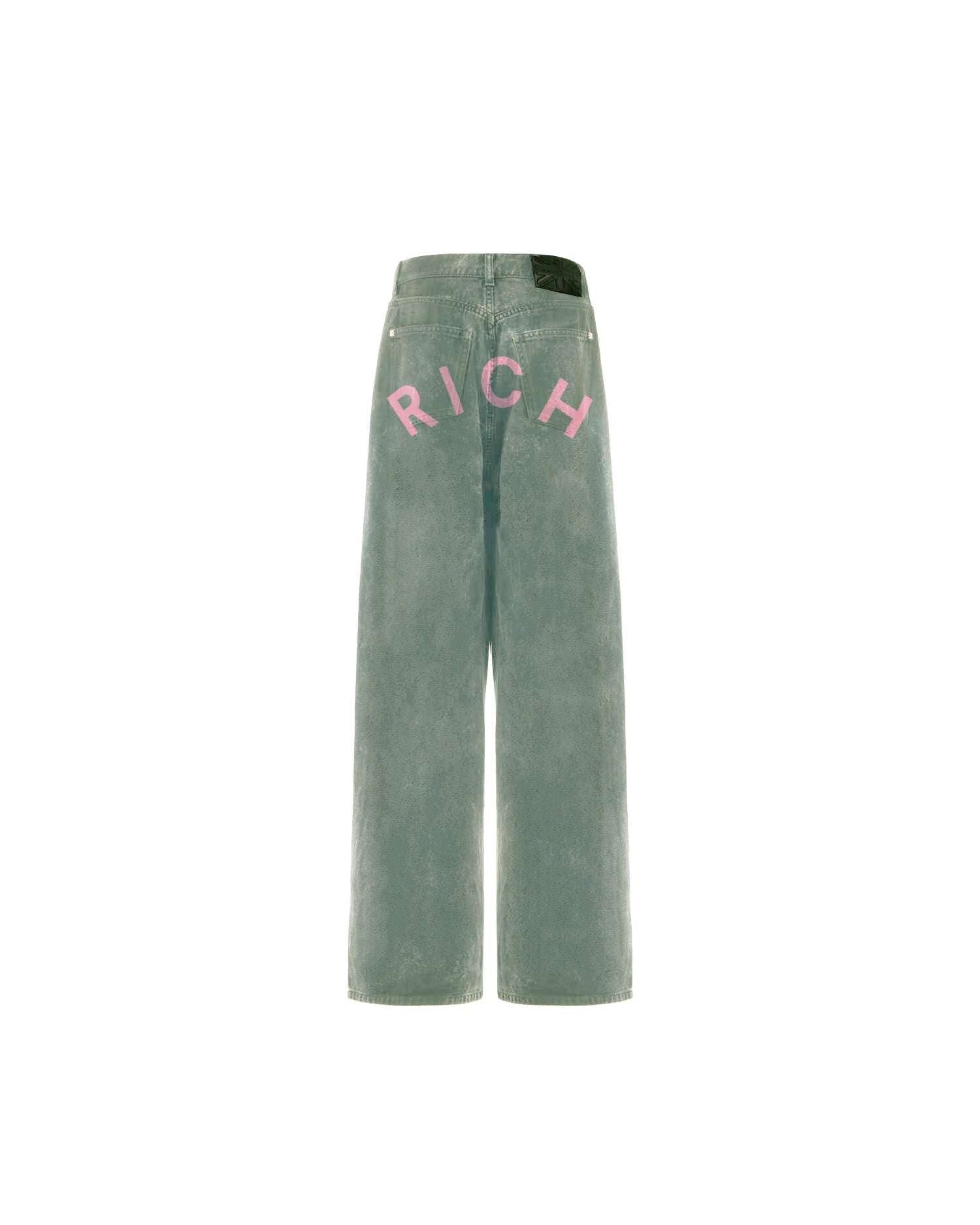 Jeans super baggy in blu chiaro con lettering "RICH" Jeans