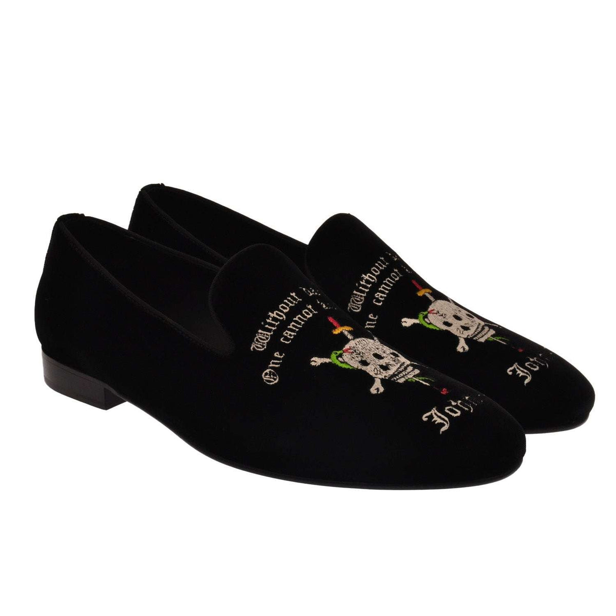 Loafer black with teschio embroidery – John Richmond