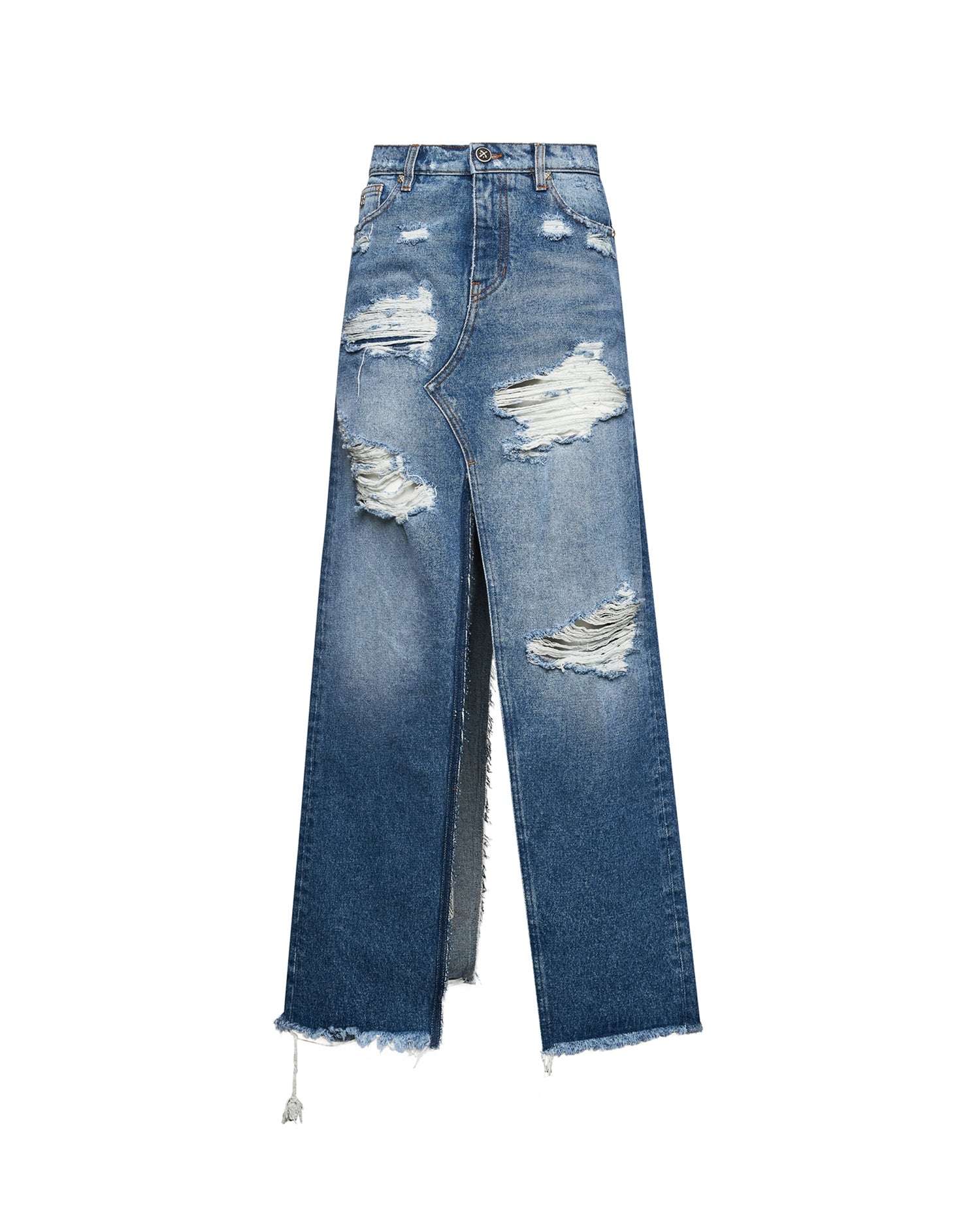 Longuette con Effetto Destroyed Gonna