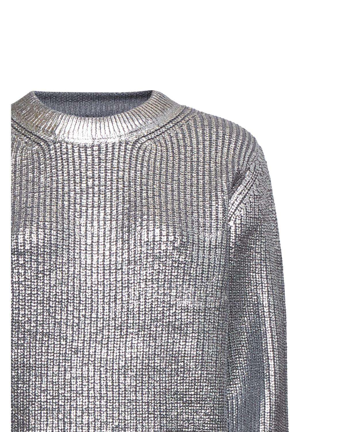 Metallic knit crew neck sweater Sweater