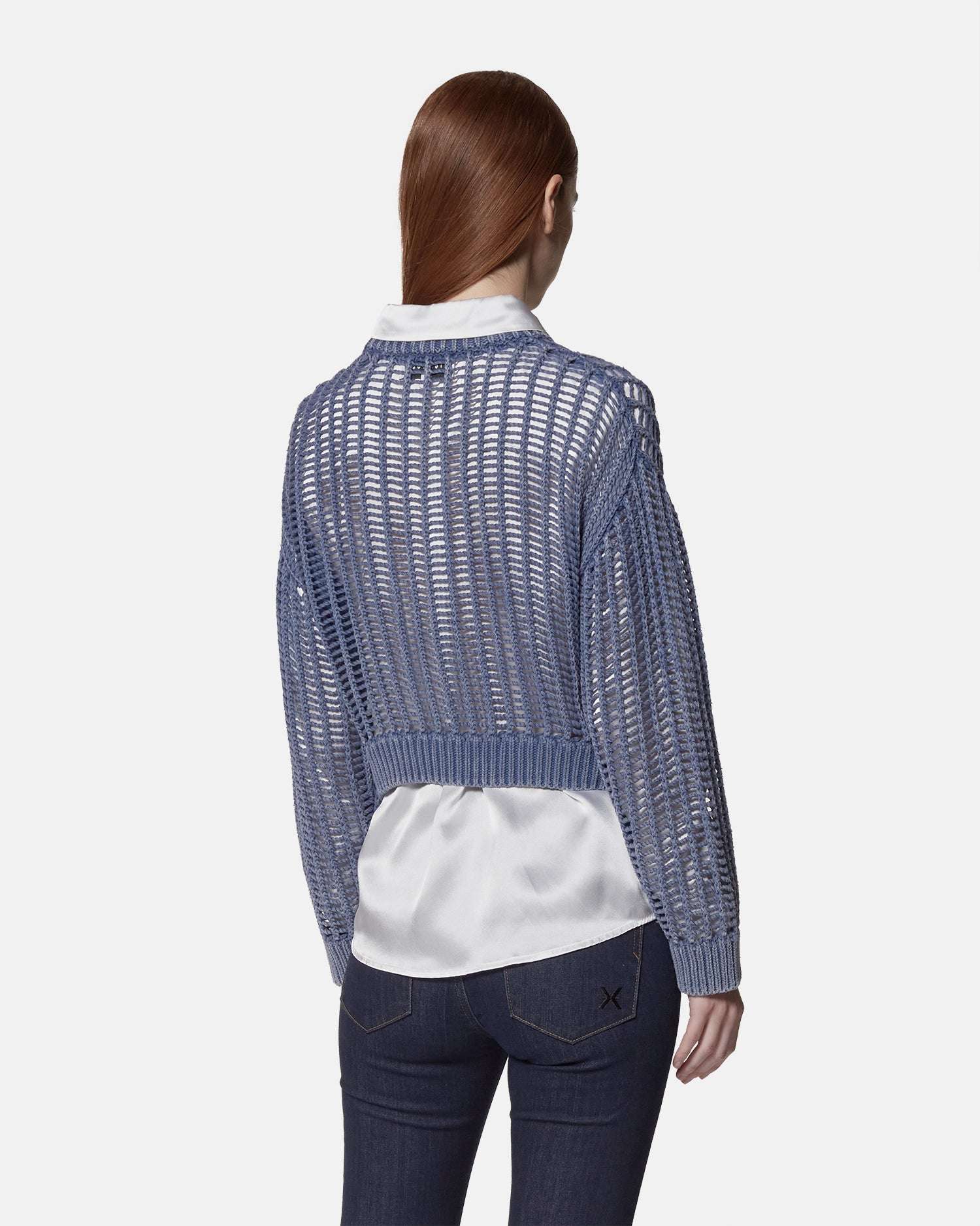 Maglia traforata blu Maglia