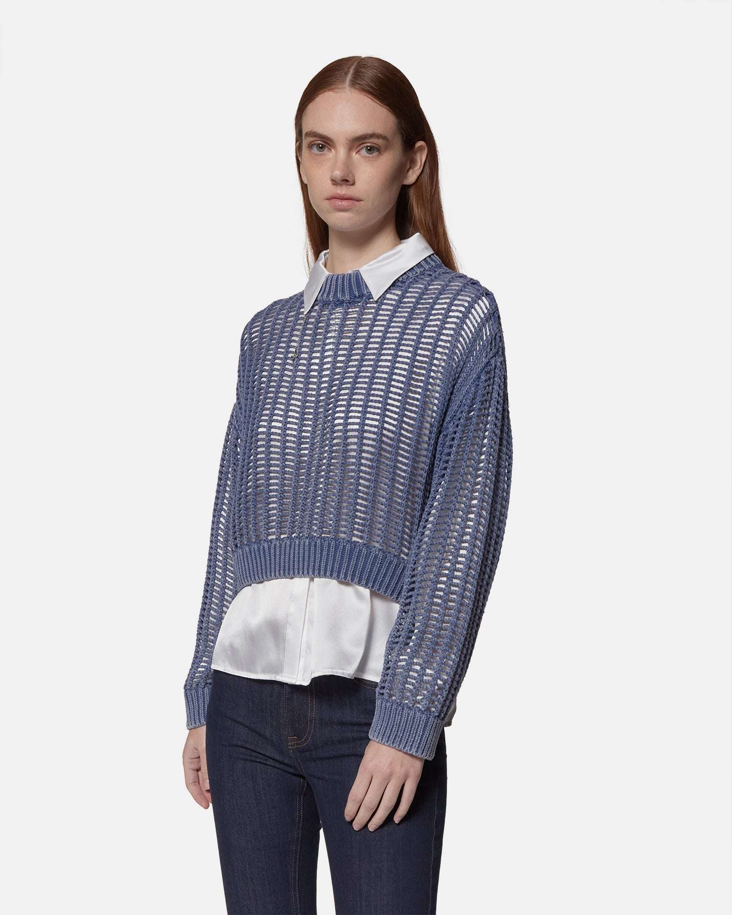 Maglia traforata blu Maglia