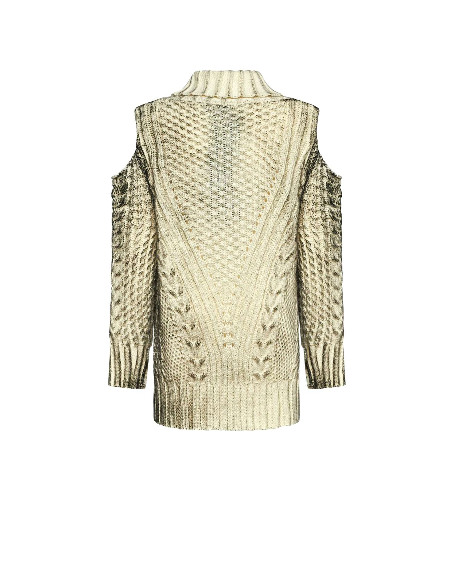 Off-the-shoulder sweater with woven knit