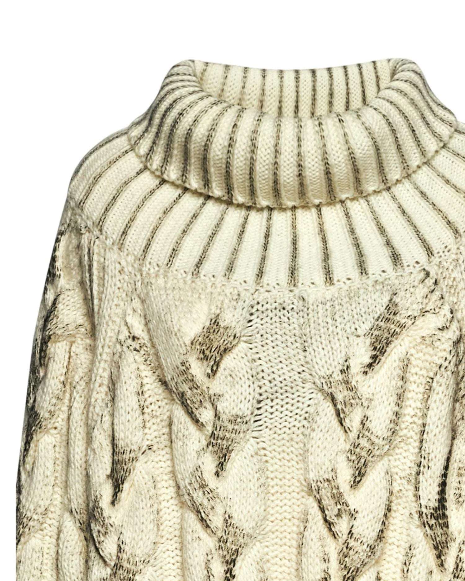 Oversized cable knit sweater with turtleneck
