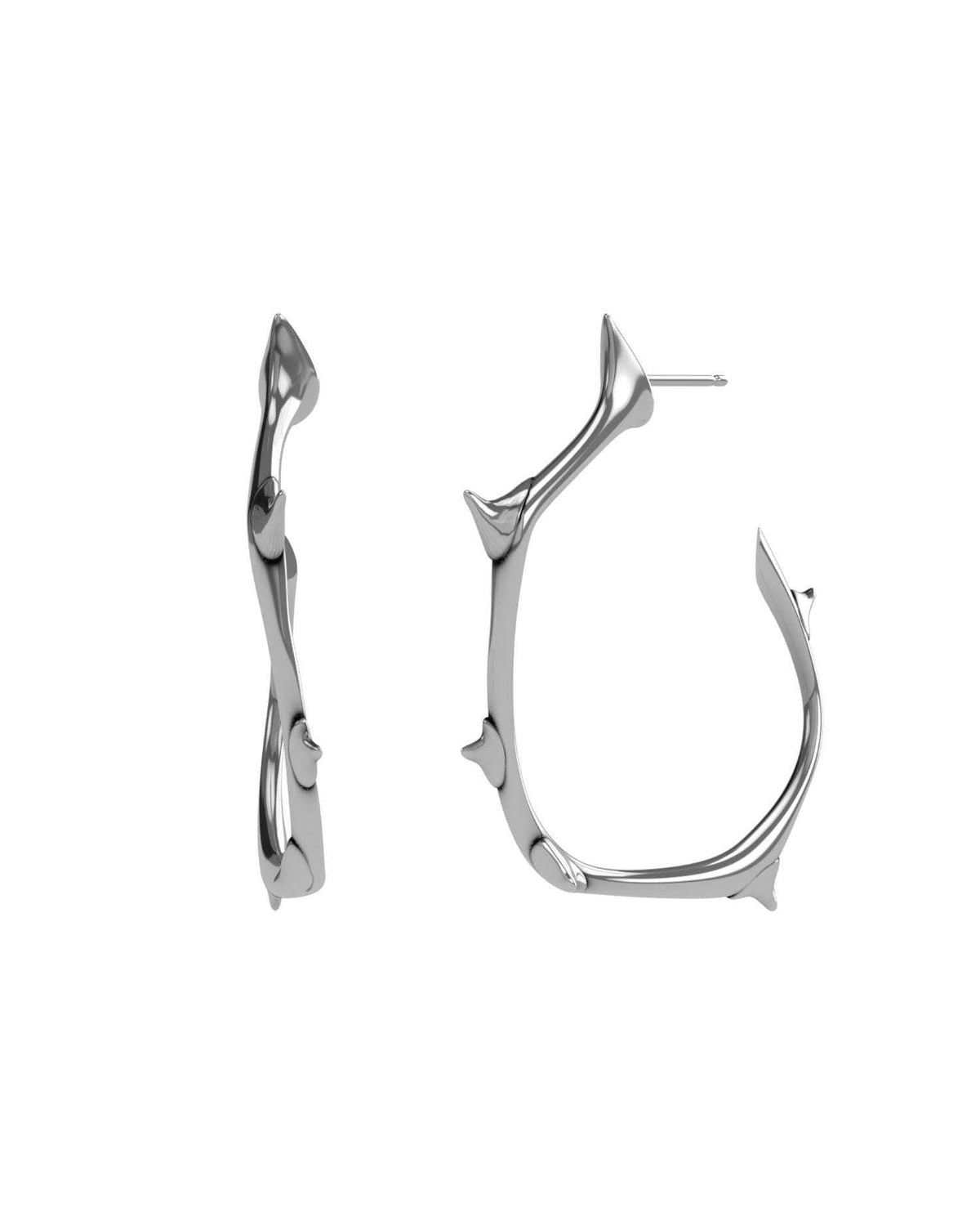 Rigid earrings with silver thorns