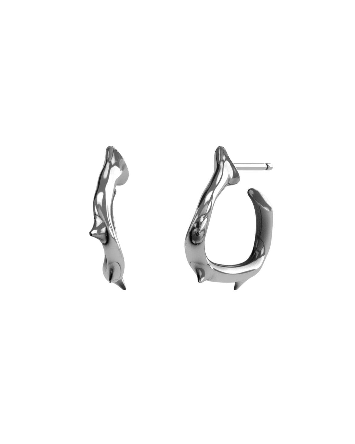 Rigid earrings with silver thorns