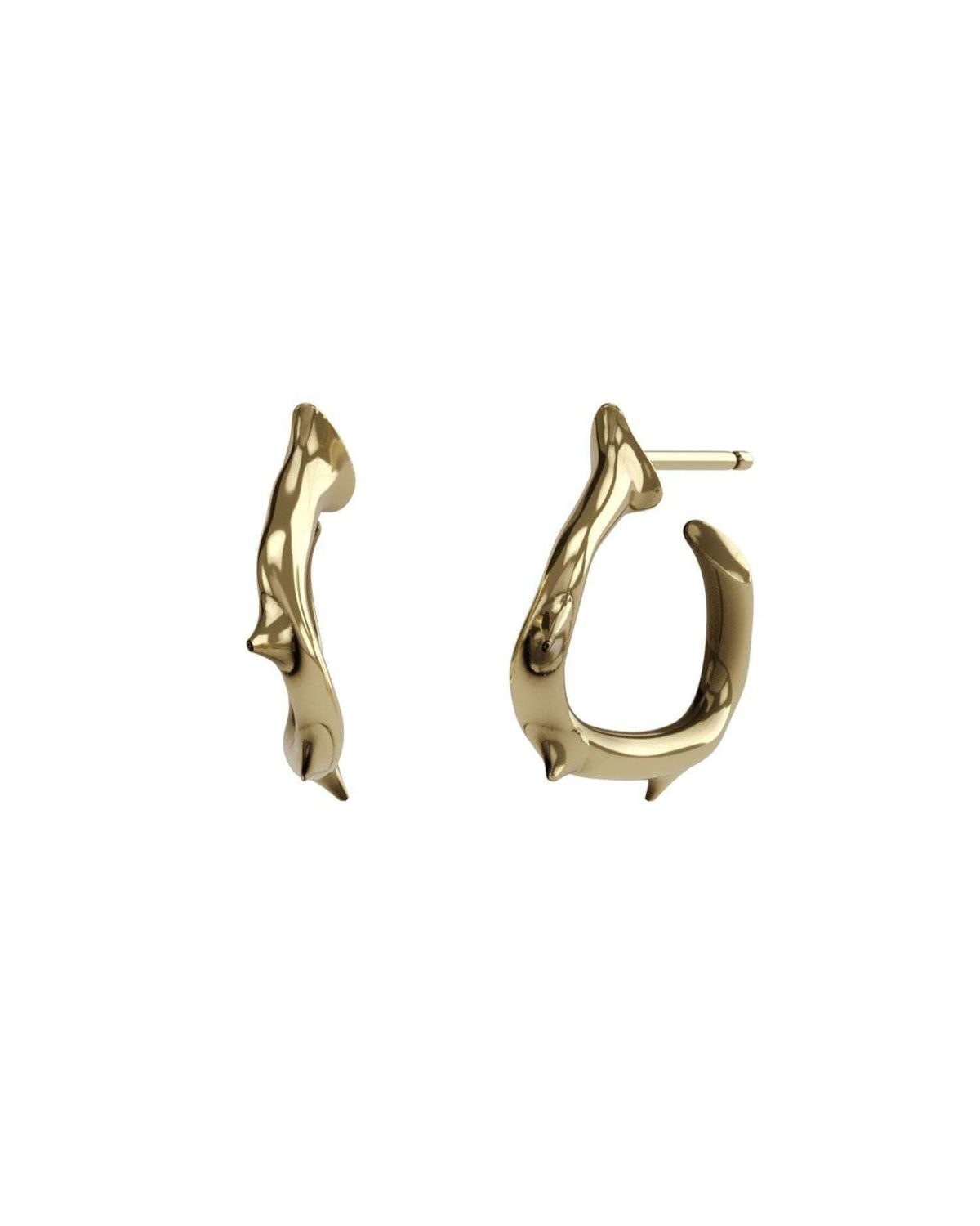 Rigid earrings with gold thorns