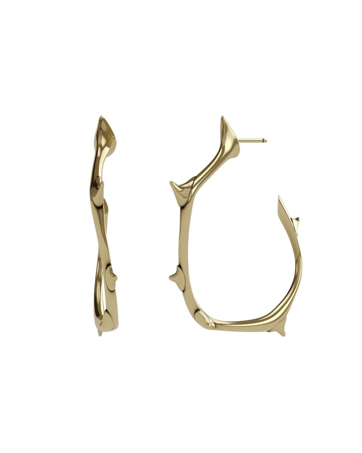 Rigid earrings with gold thorns
