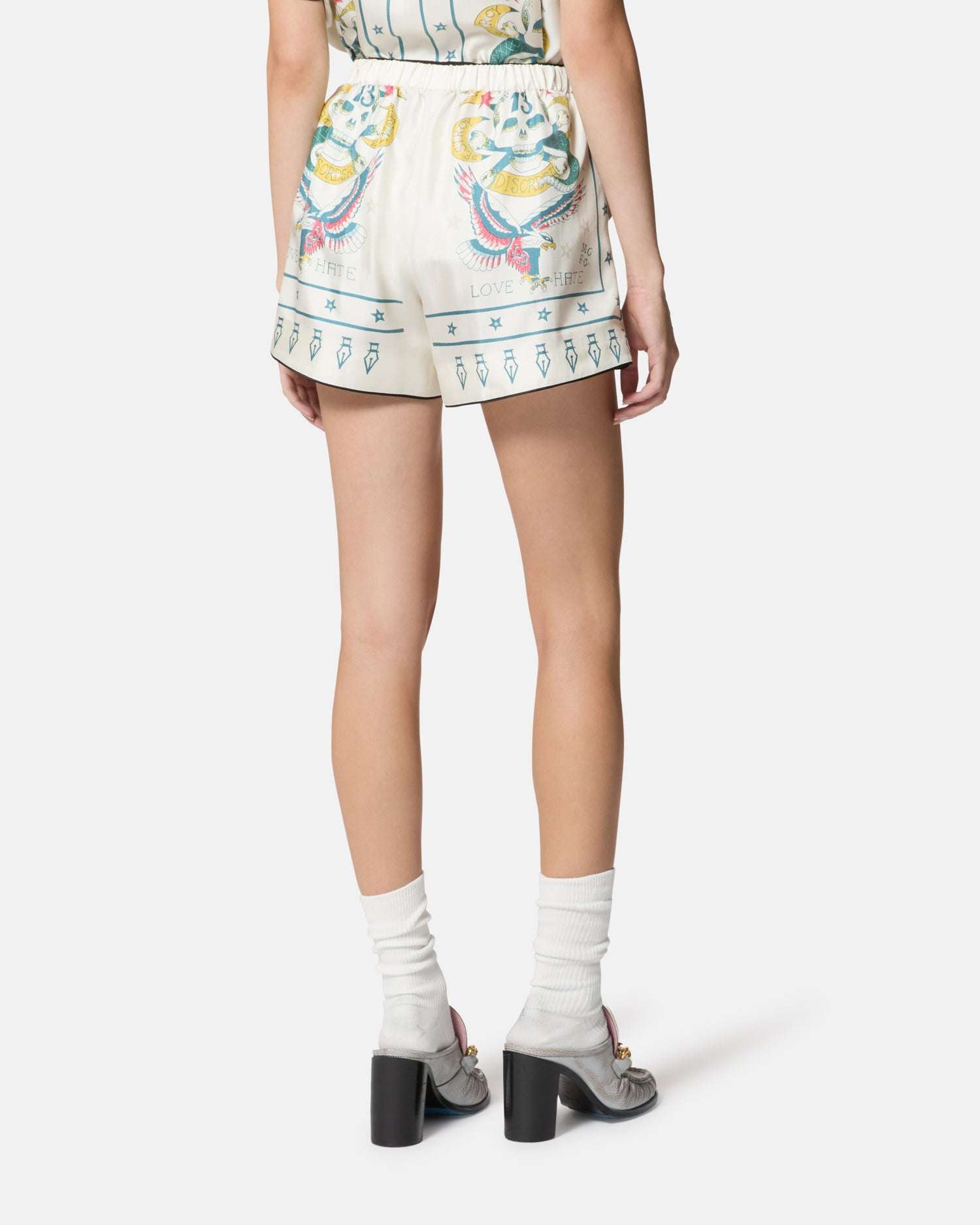 White shorts with graphic print Shorts