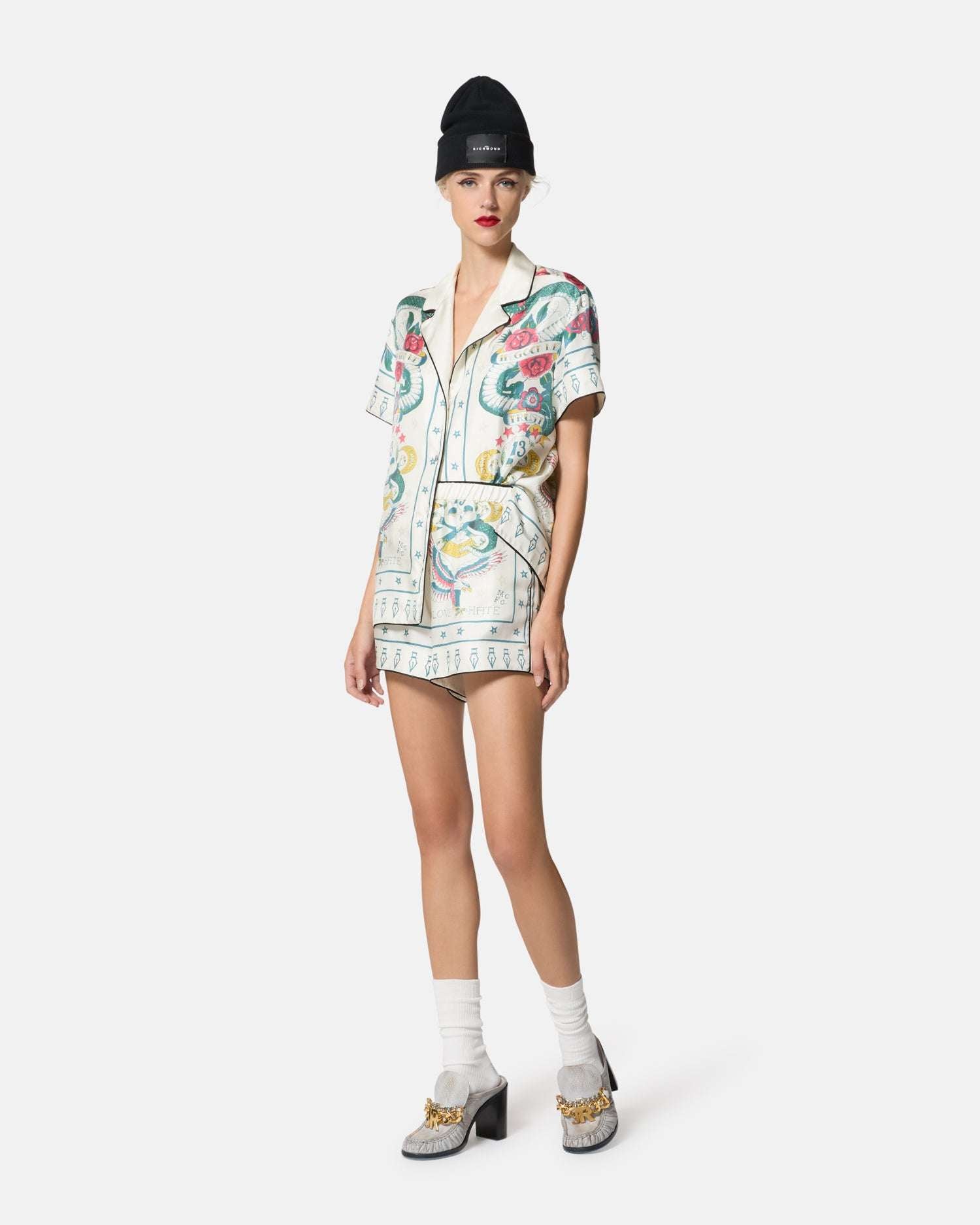 White shorts with graphic print Shorts