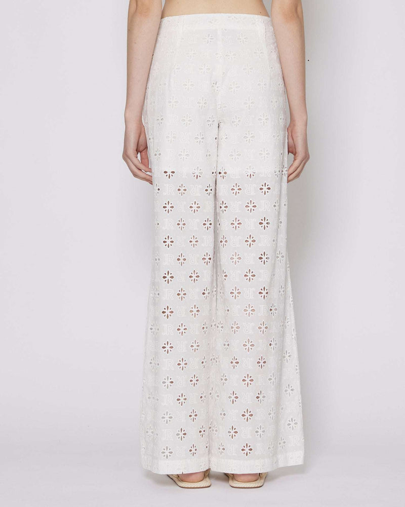 Trousers with tone on tone embroidery