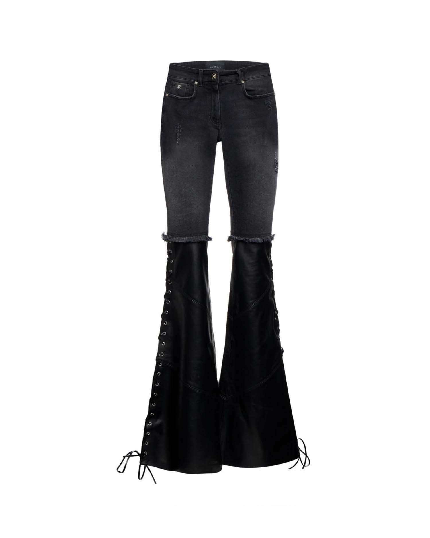 Pantalone Svasato con Design Ibrido Jeans