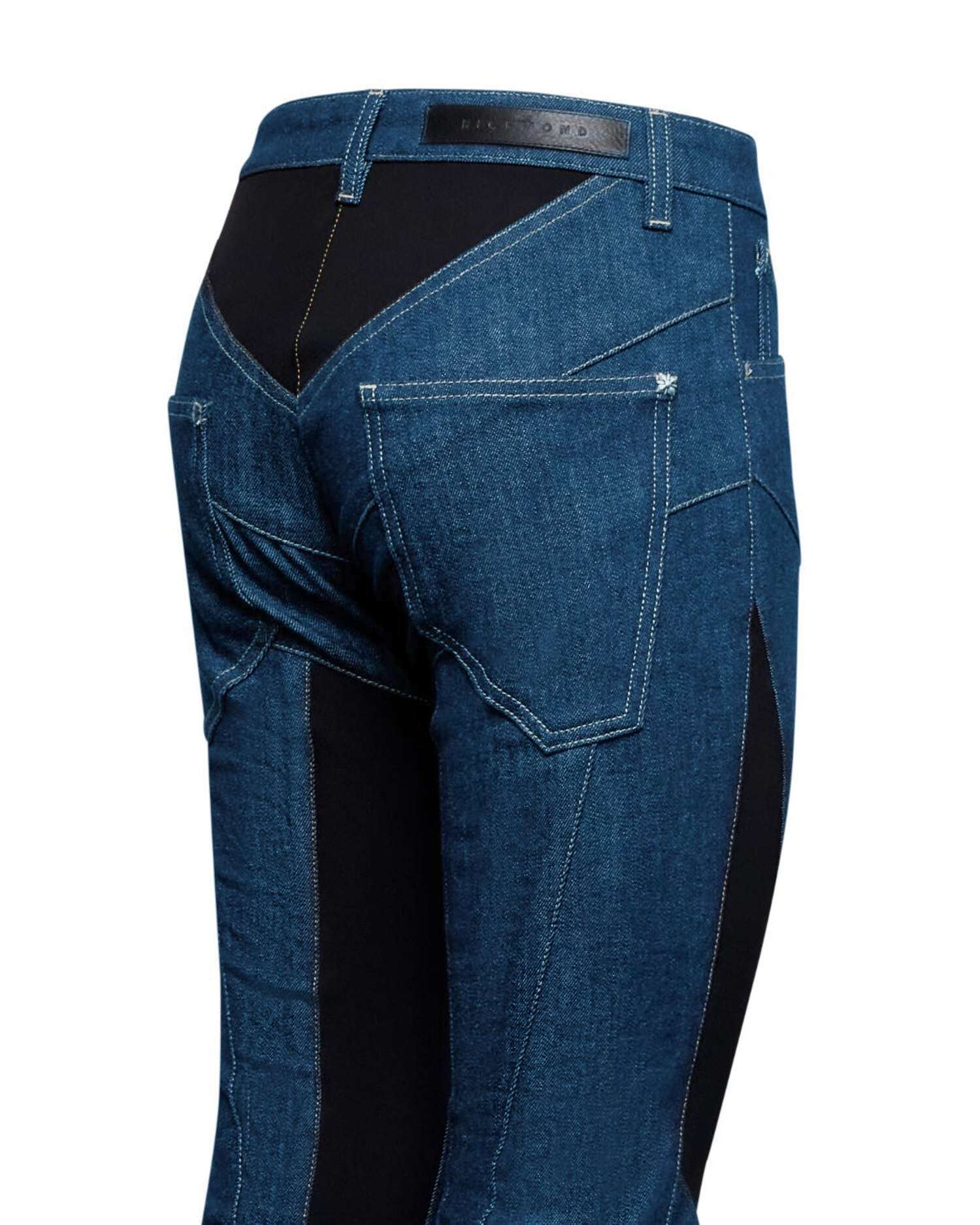 Pantalone Svasato con Inserti Jeans