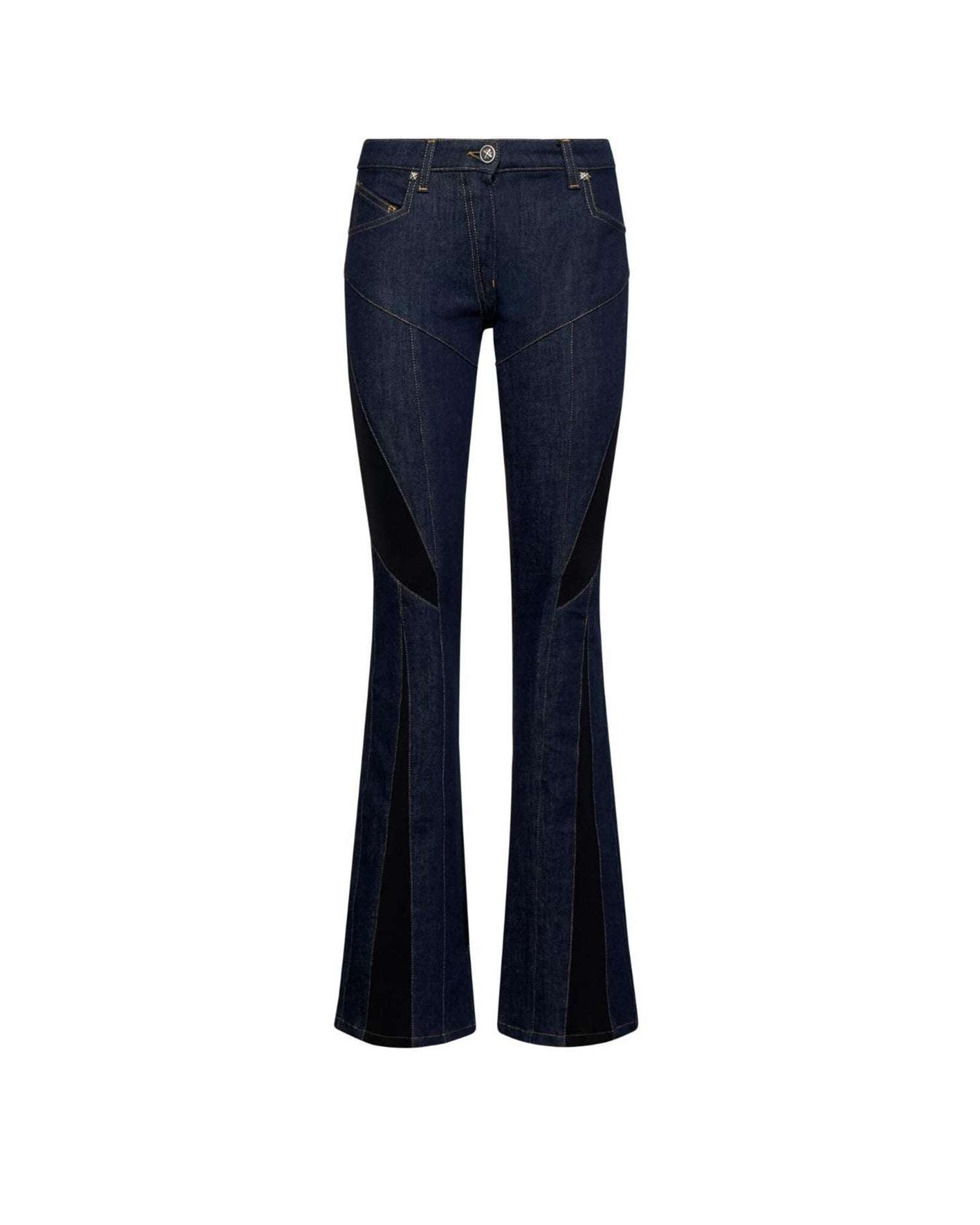 Pantalone Svasato con Inserti Jeans