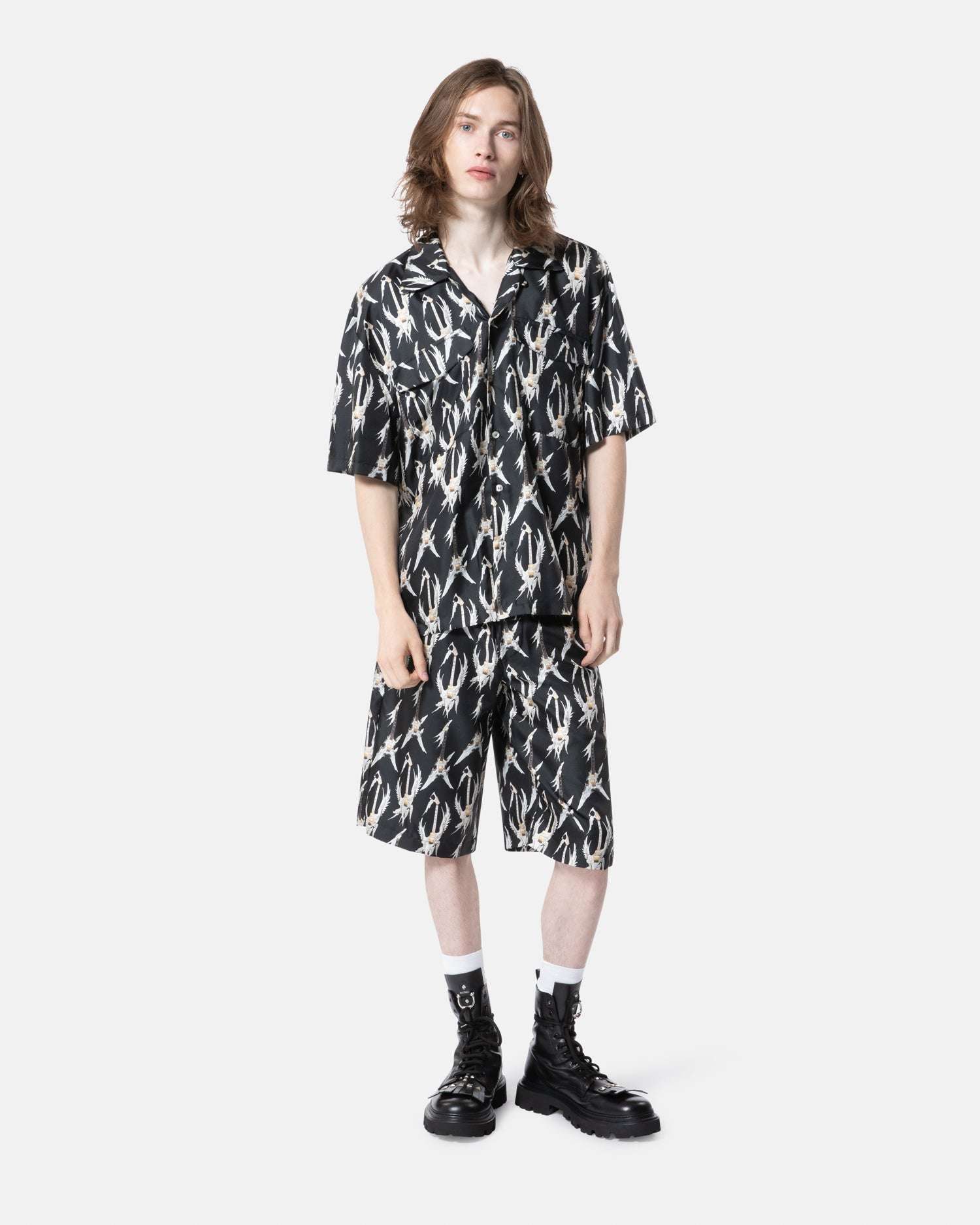 Printed Bermuda shorts with elasticated waist