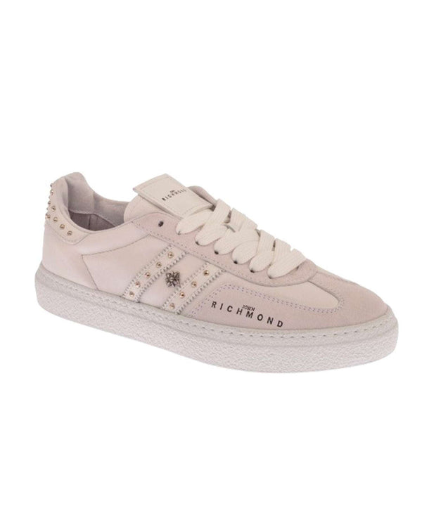 Leather sneakers with side bands and studs