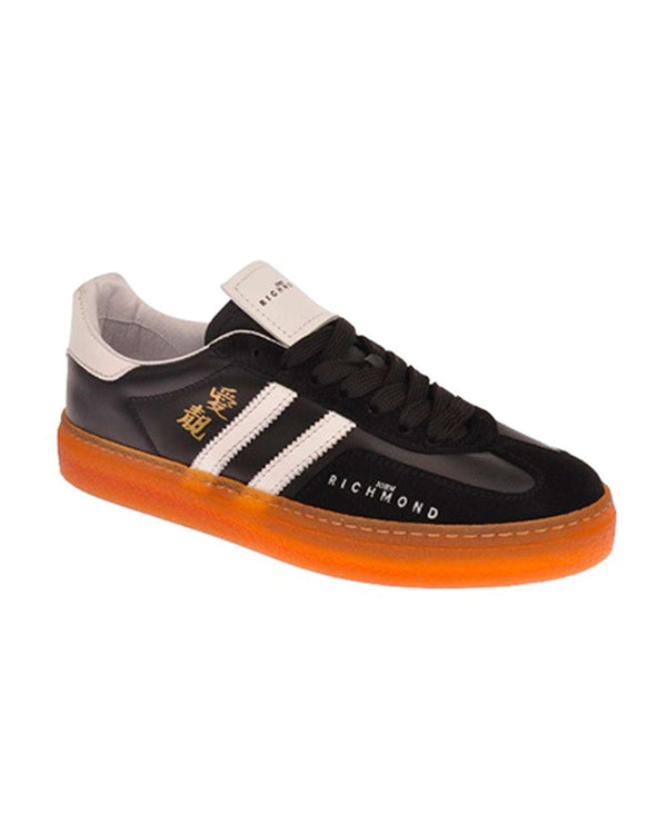 Leather sneakers with logo and side bands