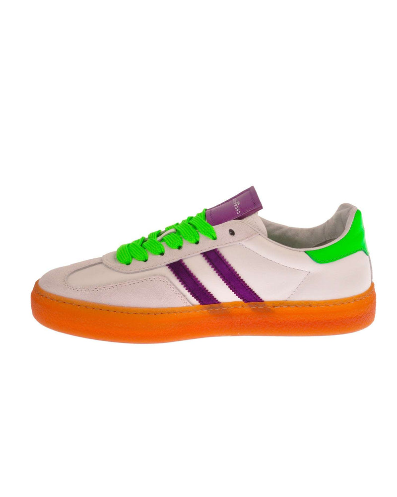 Tricolor sneakers with logo and side bands