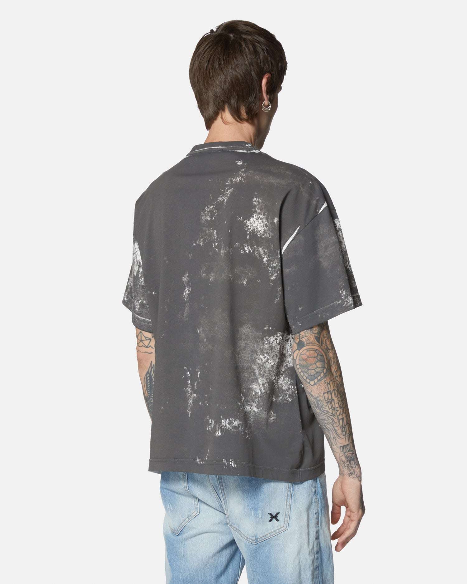 Short-sleeved T-shirt with vintage effect print and T-shirt logo