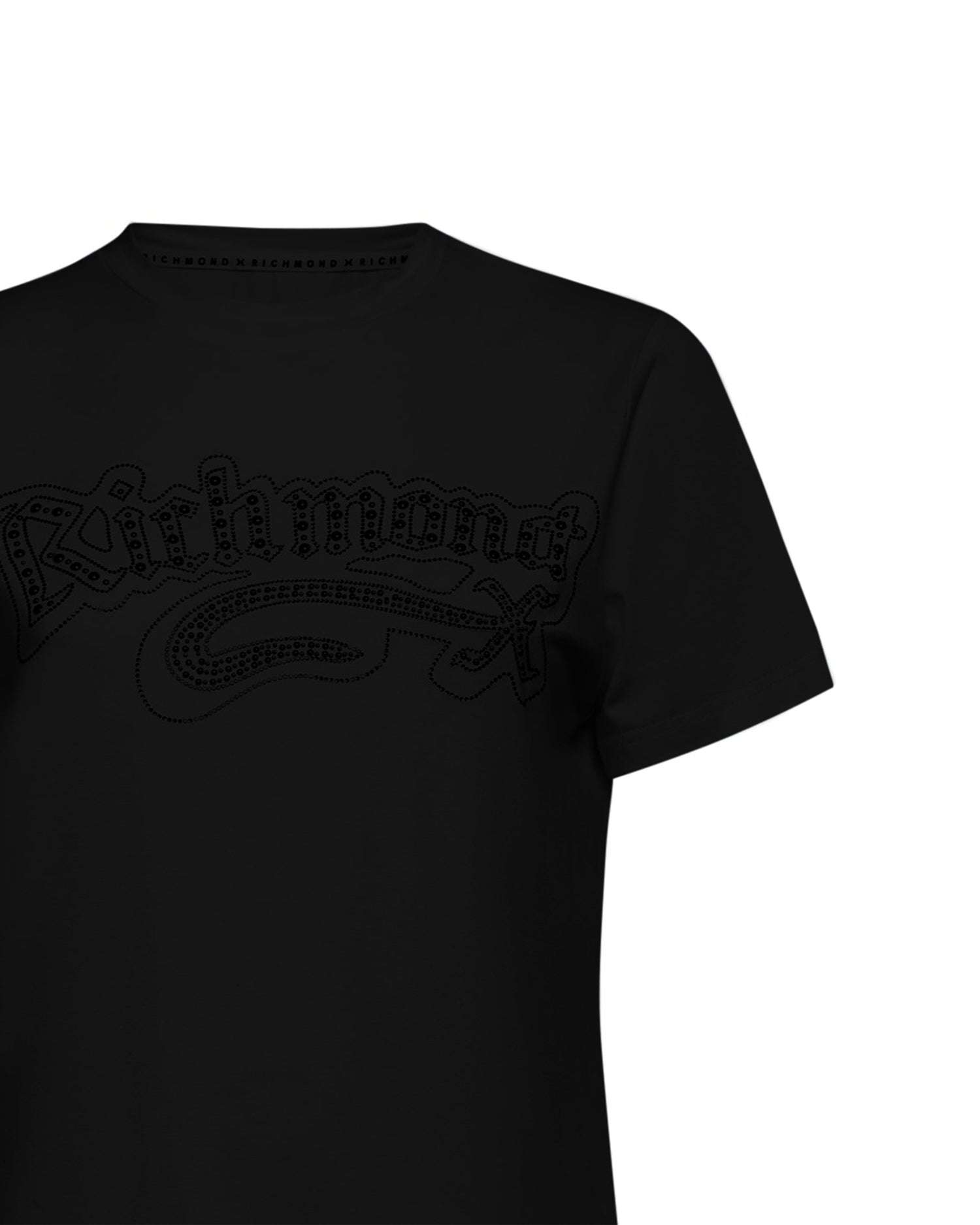 T-shirt con Logo Frontale Decorativo – Stile Casual Contemporaneo T-Shirt