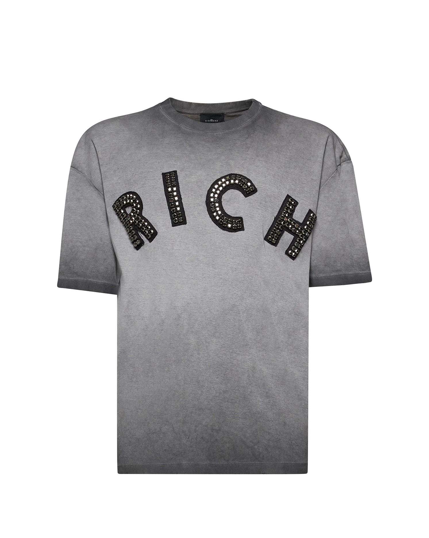 T-shirt con Scritta Applicata T-Shirt