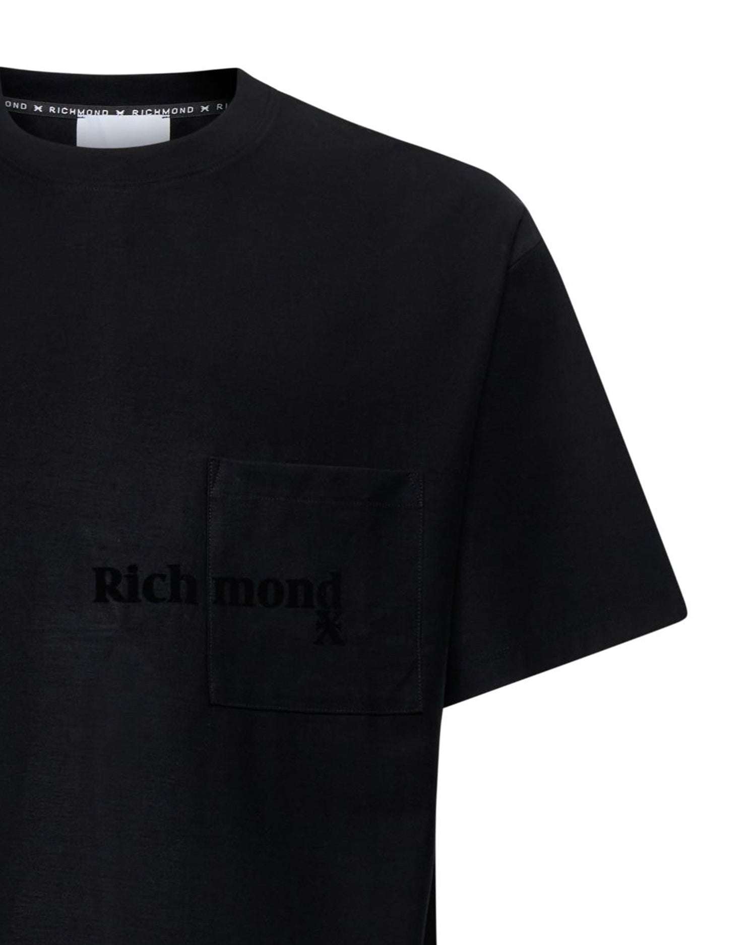 T-shirt nera con taschino e logo Richmond X T-Shirt