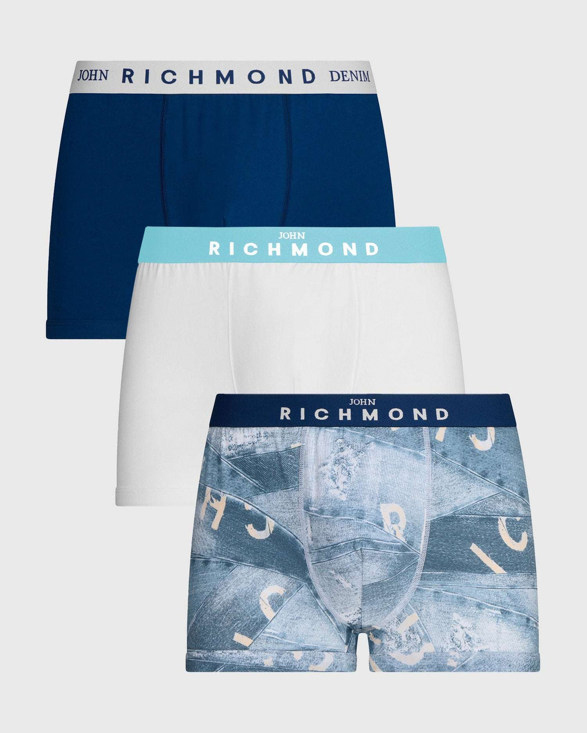 Tripack denim patterned boxer shorts