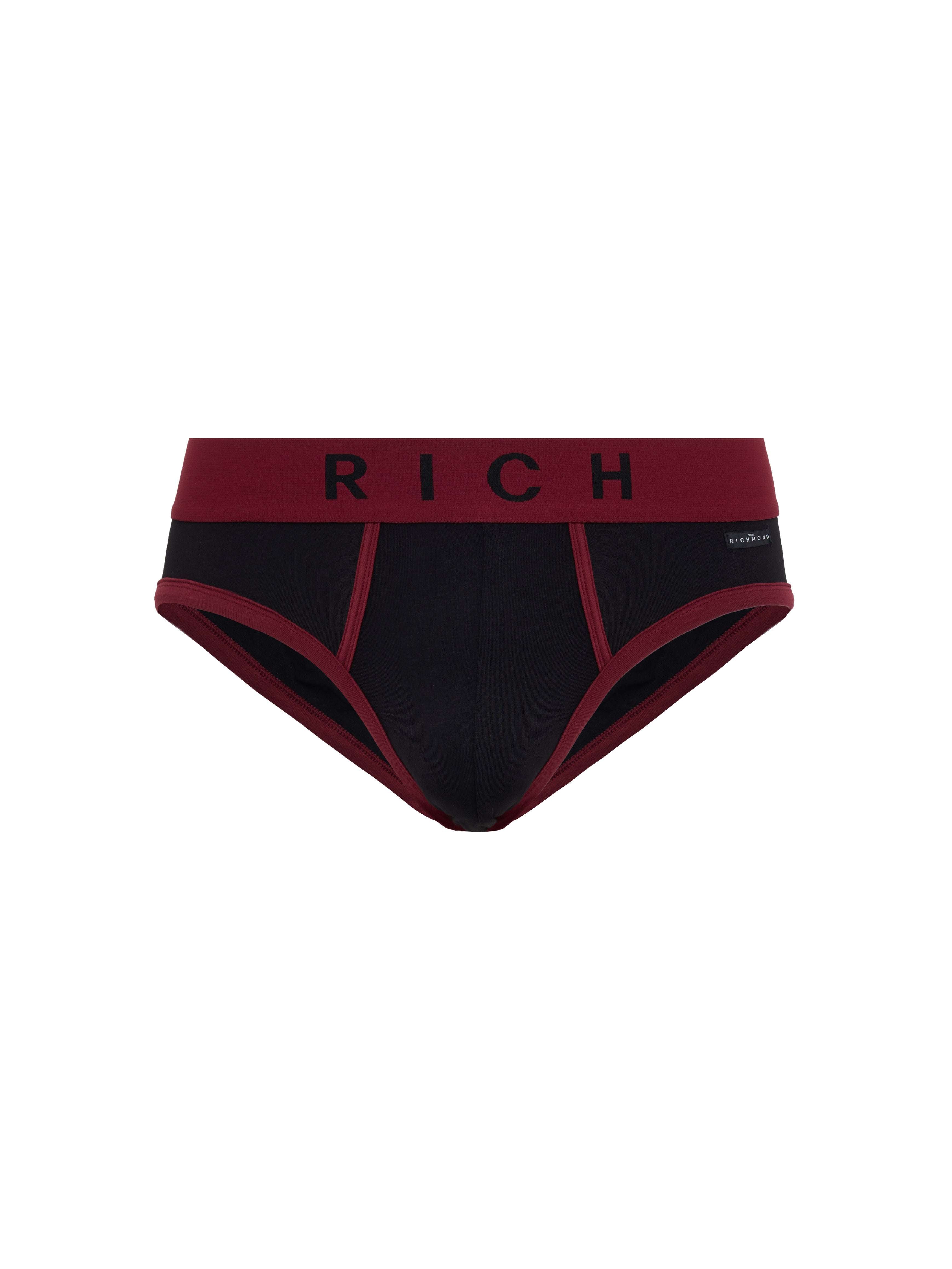 Tripack slip vita bassa con logo RICH e cuciture a contrasto