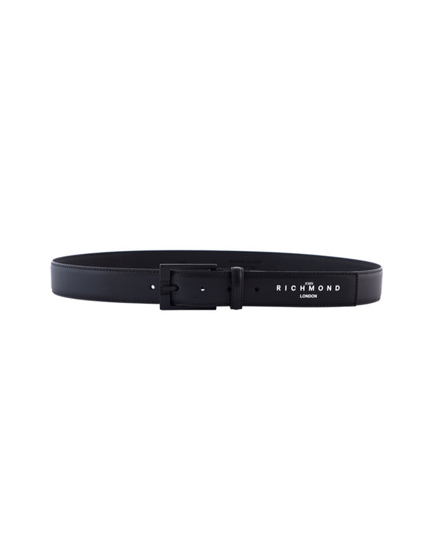 LEATHER BELT WITH CONTRASTING LOGO