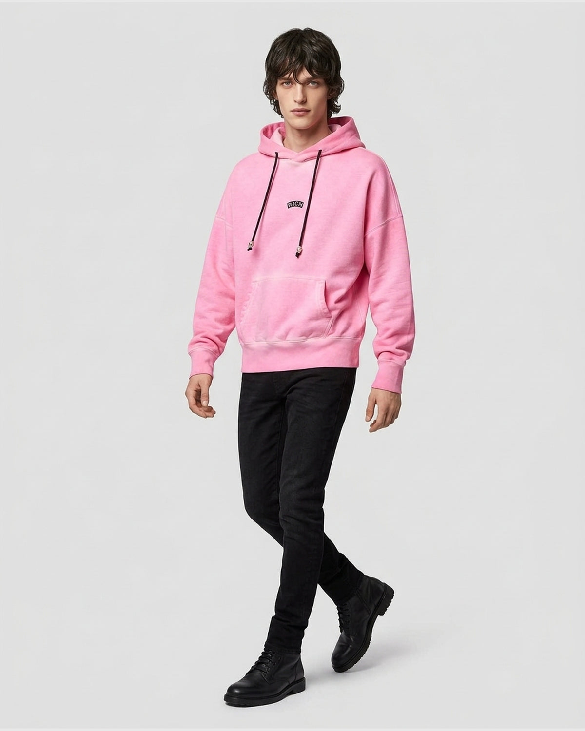 Felpa con Cappuccio e Logo Effetto Washed