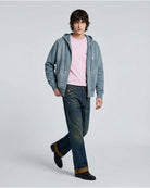 Felpa Distressed con Zip e Ricamo Posteriore