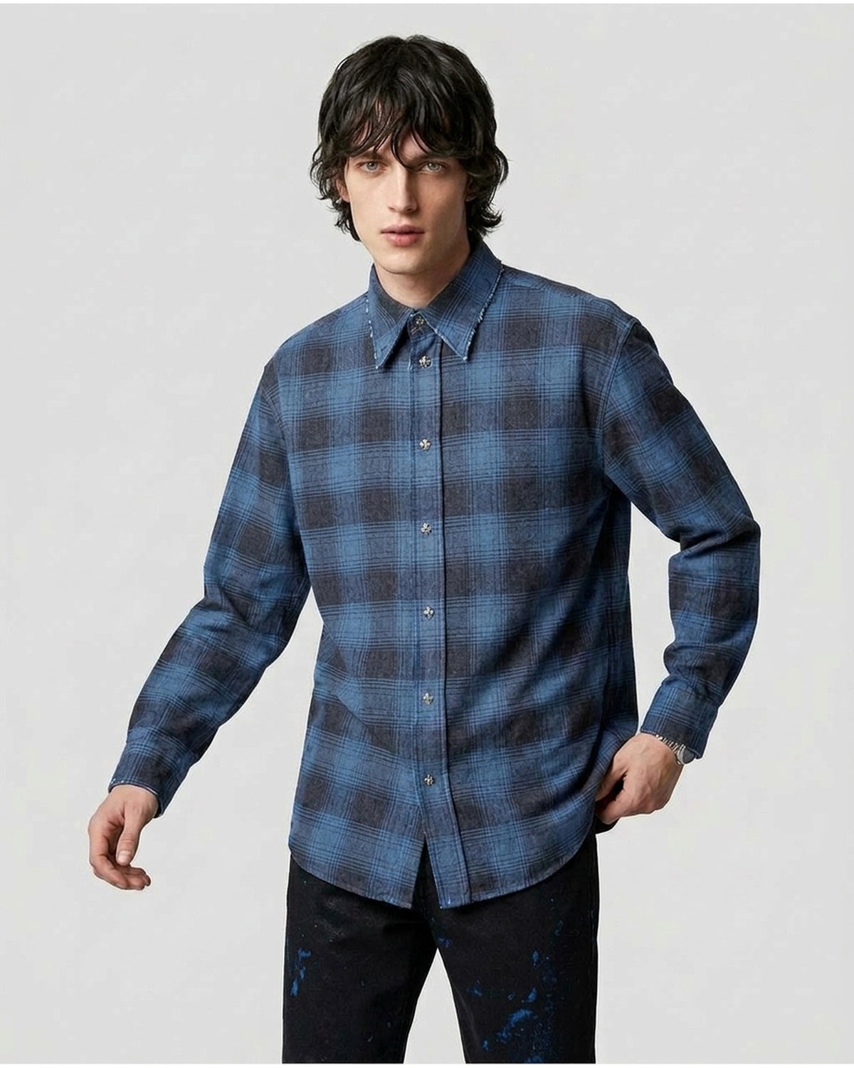 Camicia con Stampa e Dettagli Frayed
