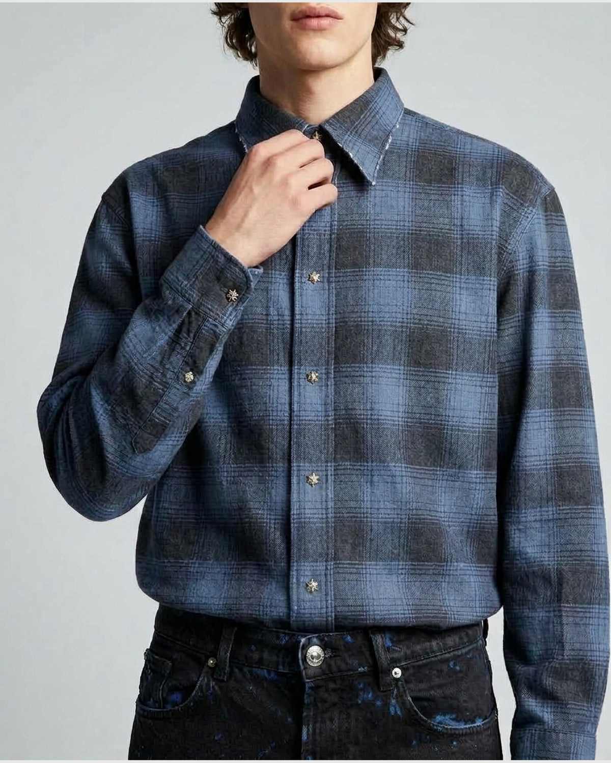 Camicia con Stampa e Dettagli Frayed