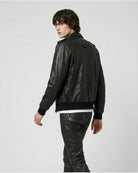 Giubbotto Bomber in Pelle con Patch