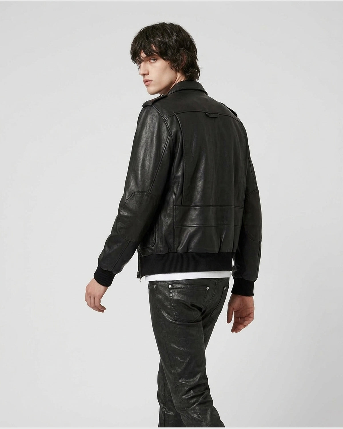 Giubbotto Bomber in Pelle con Patch