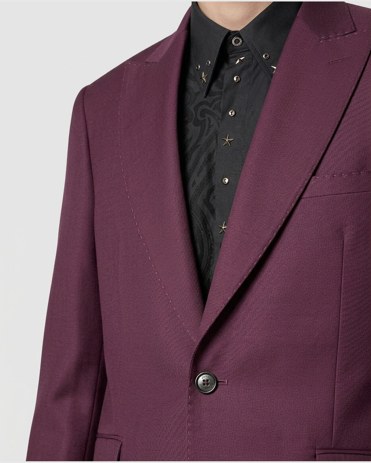 Blazer Sartoriale Monopetto con Impunture a Contrasto