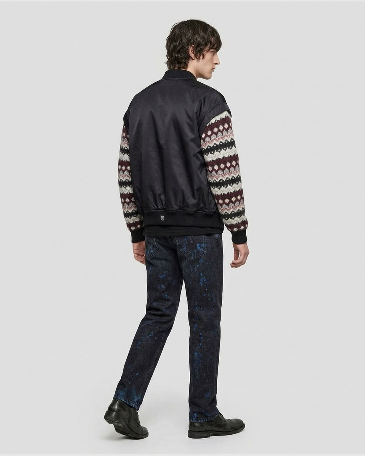 Bomber Ibrido con Maniche in Maglia a Contrasto