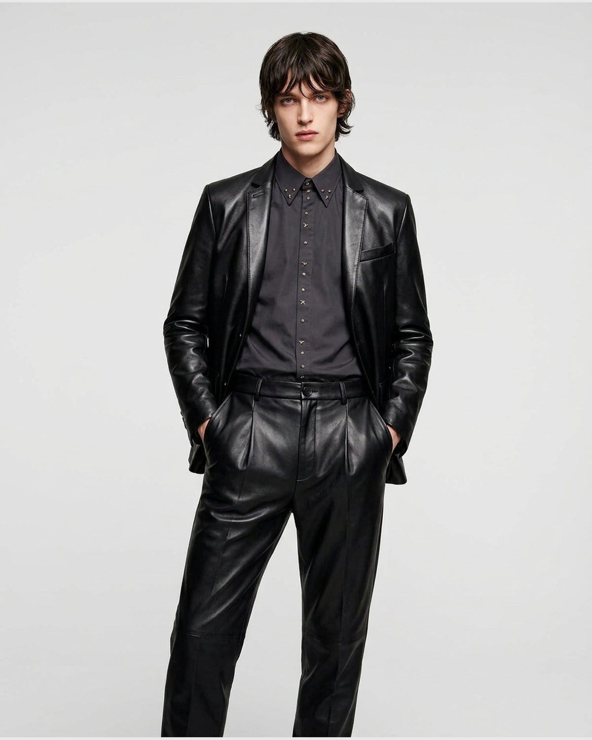 Pantaloni in Pelle con Pince