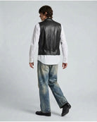 Gilet in Pelle con Dettaglio Catena