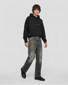 Jeans Larghi Distressed con Logo Rich