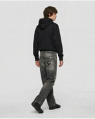 Jeans Larghi Distressed con Logo Rich