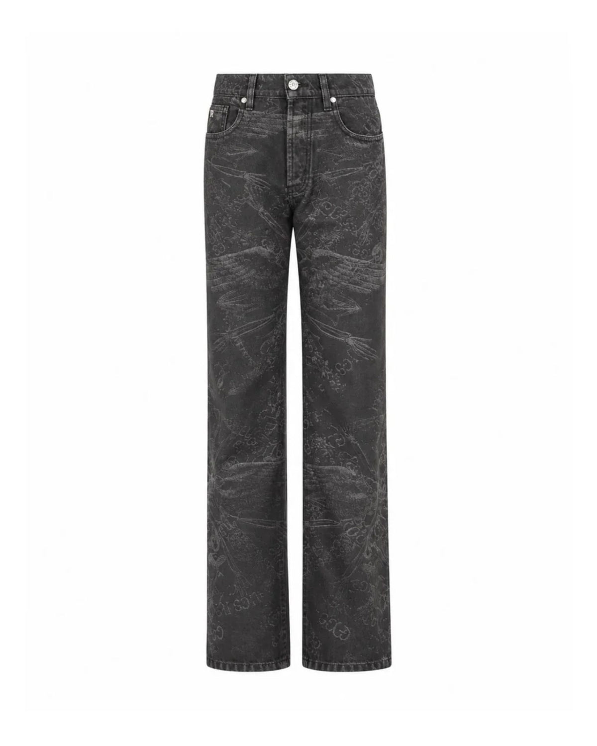 Jeans with All-Over Gothic Print