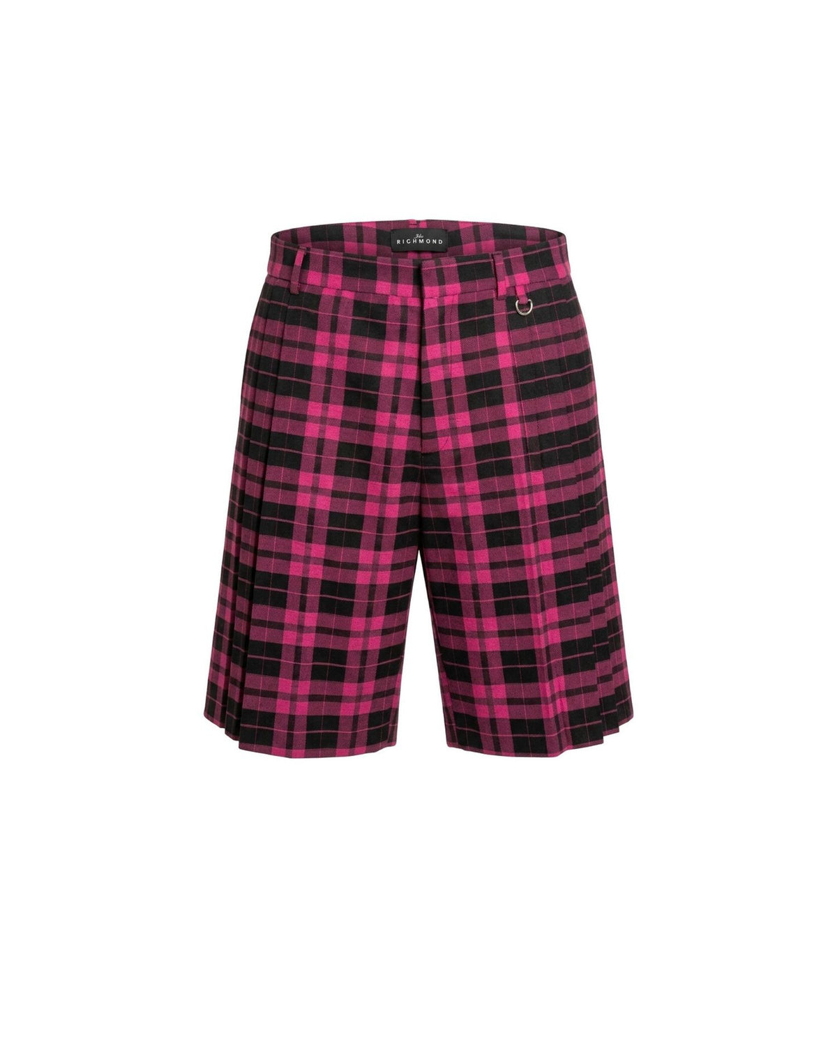 Shorts Bermuda Tartan con Pieghe Laterali