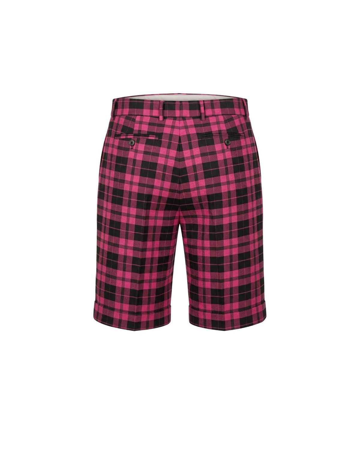 Shorts Bermuda Tartan con Pieghe Laterali