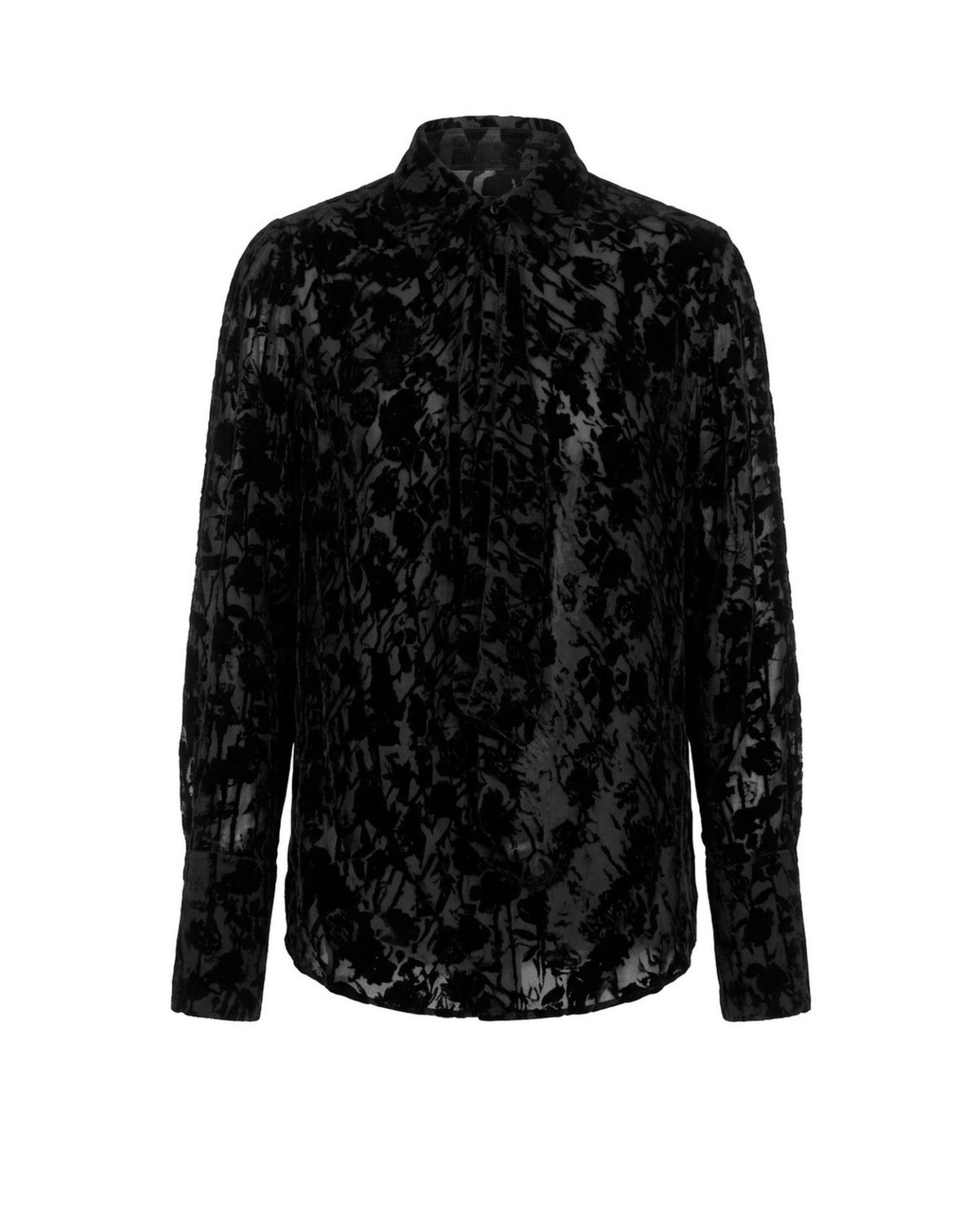 Camicia in Dévoré Floreale con Lavallière